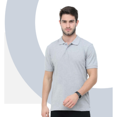 First Leaf Tshirt - Grey with Jacquard Collar