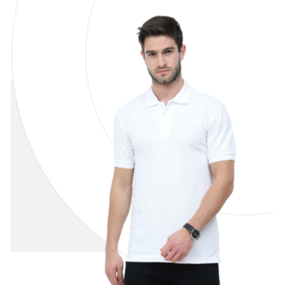 First Leaf Tshirt - White with Jacquard Collar