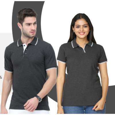 First Leaf Tshirt - Charcoal Grey With White Tipping