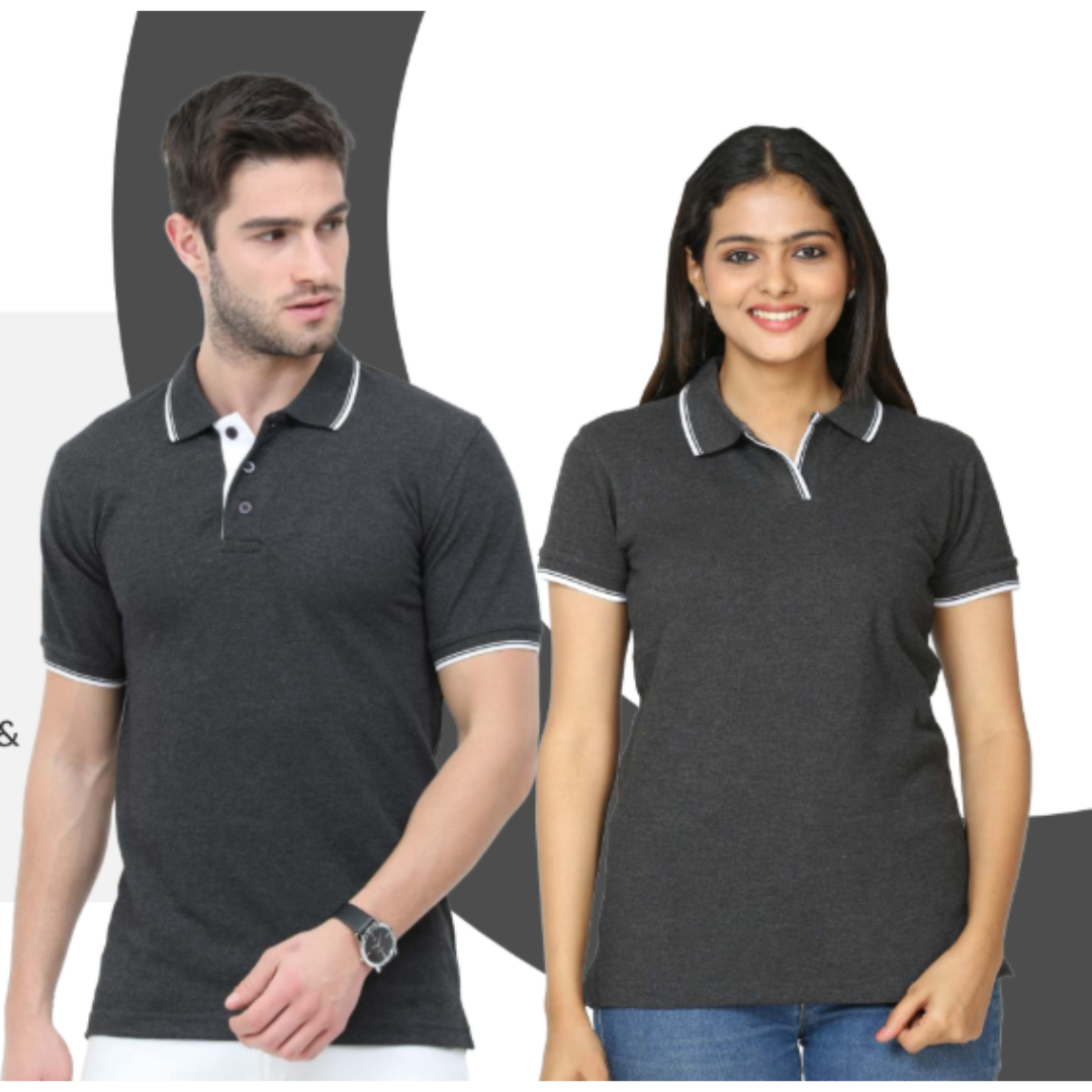 First Leaf Tshirt - Charcoal Grey With White Tipping