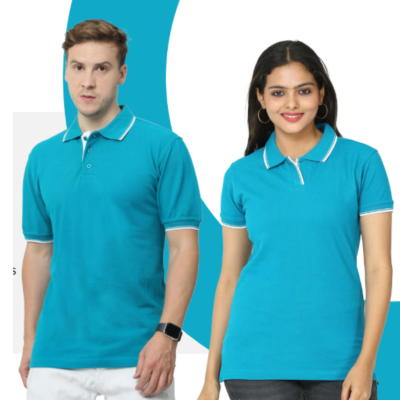 First Leaf Tshirt - Aqua Blue With White Tipping