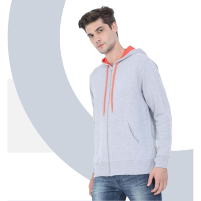 First Leaf - Grey Melange Sweatshirt with Zipper