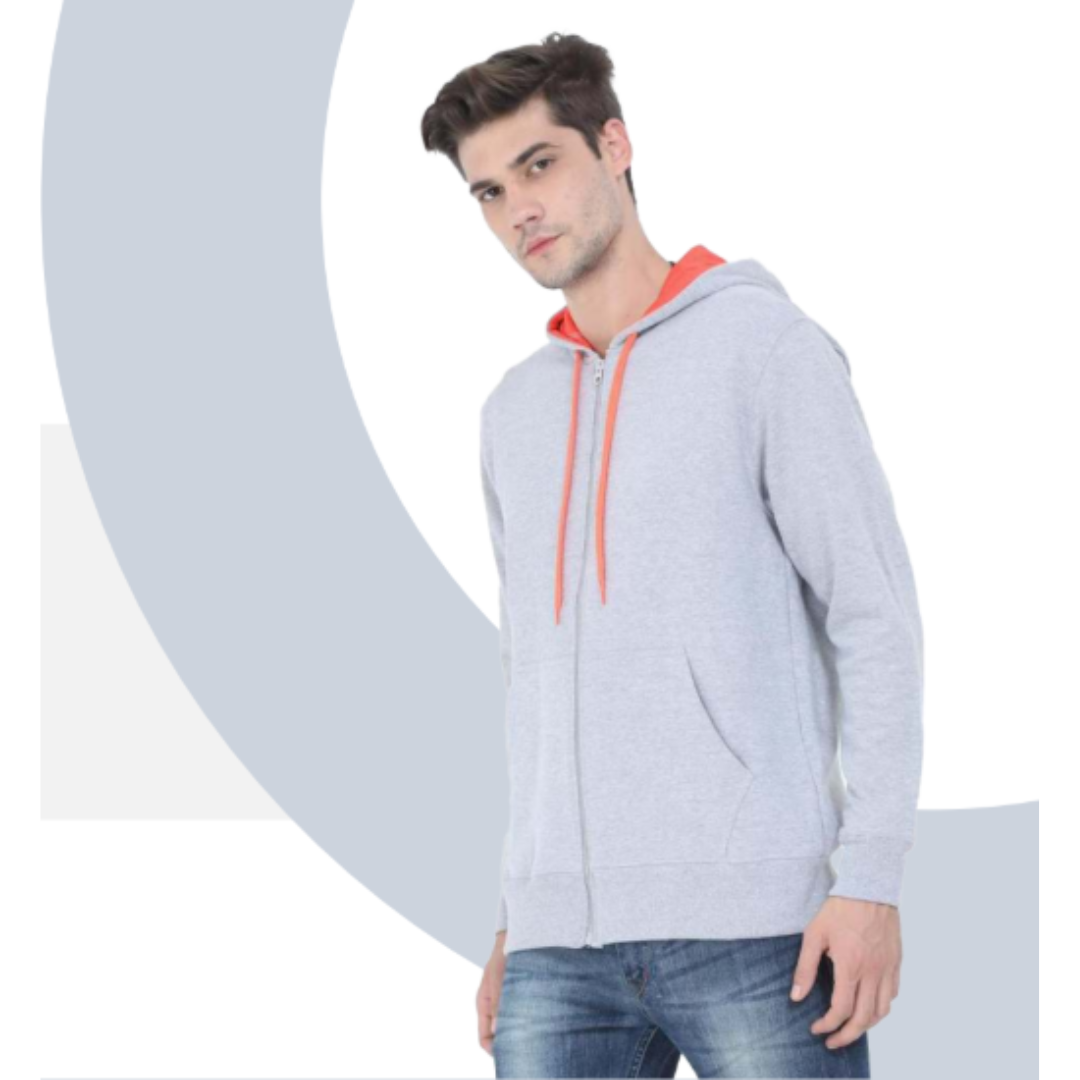 First Leaf - Grey Melange Sweatshirt with Zipper