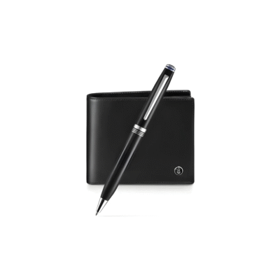 Lapis Bard - Ballpoint Pen With Mayfair Coin Pocket  Wallet –Black And  Chrome