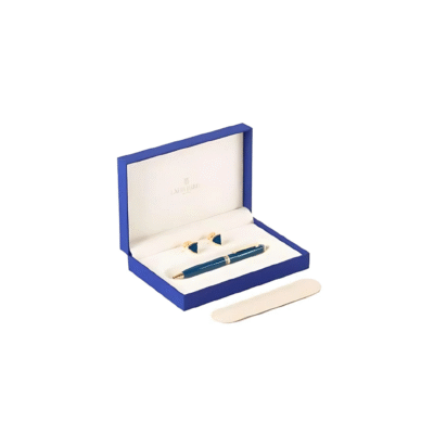 Lapis Bard - Contemporary Ball Point Pen with Shard Cufflinks in Blue & Gold